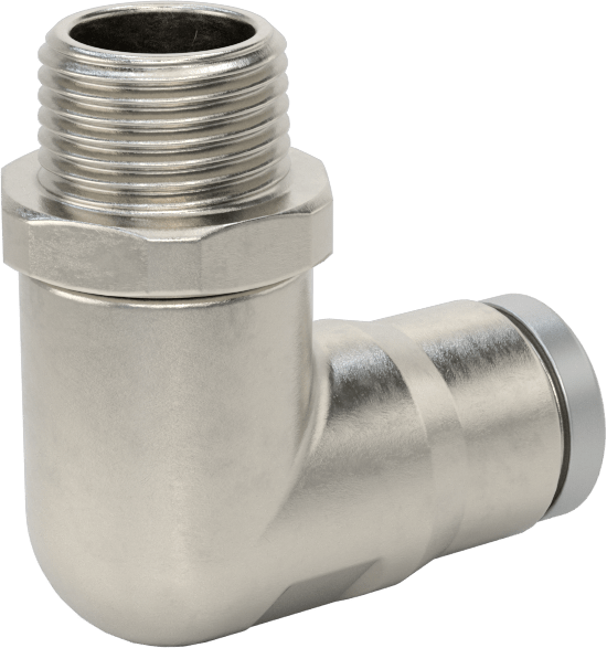 Hava ve Su için Paslanmaz Çelik Push-to-Connect Tüp Bağlantı Elemanı, 90 Derece Dirsek Adaptörü, 1/2" Boru Dış Çap x 3/8 NPT Erkek