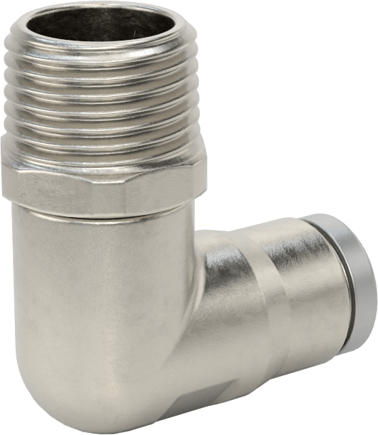 Hava ve Su için Paslanmaz Çelik Push-to-Connect Tüp Bağlantı Elemanı, 90 Derece Dirsek Adaptörü, 1/2" Boru Dış Çapı x 1/2 NPT Erkek
