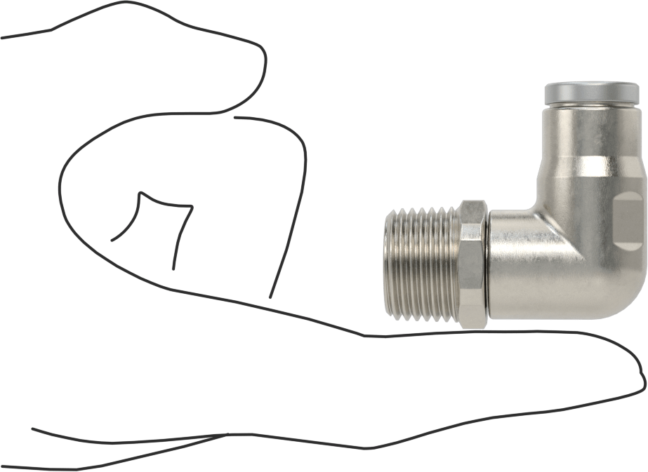 Hava ve Su için Paslanmaz Çelik Push-to-Connect Tüp Bağlantı Elemanı, 90 Derece Dirsek Adaptörü, 1/2" Boru Dış Çapı x 1/2 NPT Erkek