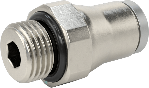 Hava ve Su için Paslanmaz Çelik Push-to-Connect Tüp Bağlantı Elemanı, 6 mm Boru Dış Çapı için Düz Adaptör, 1/8 BSPP