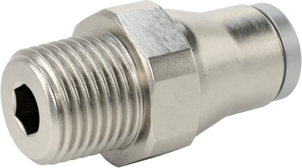 Hava ve Su için Paslanmaz Çelik Push-to-Connect Tüp Bağlantı Elemanı, 6 mm Boru Dış Çapı için Düz Adaptör, 1/8 NPT