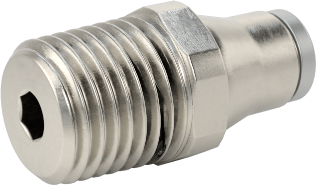 Hava ve Su için Paslanmaz Çelik Push-to-Connect Tüp Bağlantı Elemanı, 6 mm Boru Dış Çapı için Düz Adaptör, 1/4 NPT