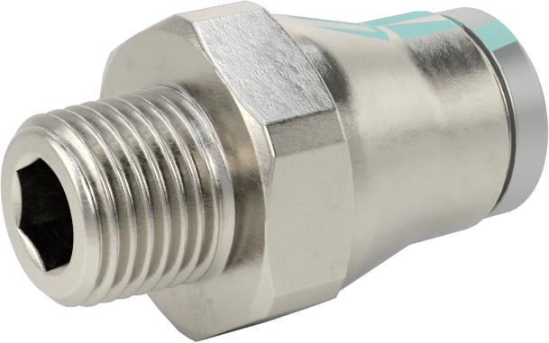 Hava ve Su için Paslanmaz Çelik Push-to-Connect Tüp Bağlantı Elemanı, 8 mm Dış Çaplı Boru için Düz Adaptör, 1/8 BSPT