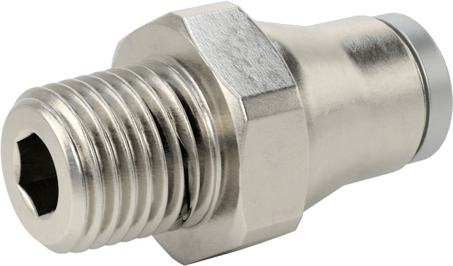 Hava ve Su için Paslanmaz Çelik Push-to-Connect Tüp Bağlantı Elemanı, 10 mm Boru Dış Çapı için Düz Adaptör, 1/4 NPT