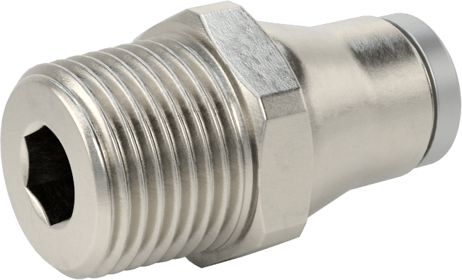 Hava ve Su için Paslanmaz Çelik Push-to-Connect Tüp Bağlantı Elemanı, 10 mm Boru Dış Çapı için Düz Adaptör, 3/8 NPT