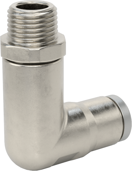 Hava ve Su için Paslanmaz Çelik Push-to-Connect Tüp Bağlantı Elemanı, 6 mm Dış Çaplı Boru için Uzun 90 Derece Adaptör, 1/8 NPT