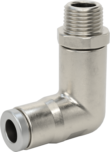 Hava ve Su için Paslanmaz Çelik Push-to-Connect Tüp Bağlantı Elemanı, 6 mm Dış Çaplı Boru için Uzun 90 Derece Adaptör, 1/8 NPT