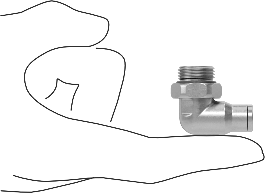 Hava ve Su için Paslanmaz Çelik Push-to-Connect Tüp Bağlantı Elemanı, 8 mm Dış Çaplı Boru için 90 Derece Dirsek Adaptörü, 3/8 BSPP