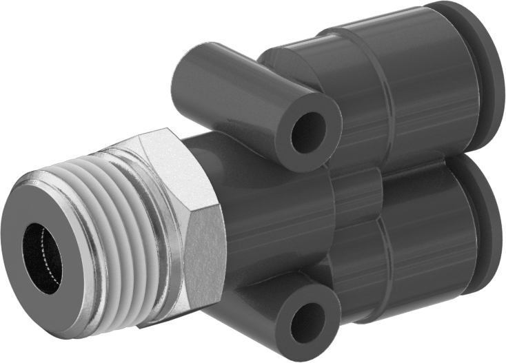 Hava ve Su için Bas-Bağlan Boru Bağlantı Parçası, Y-Adaptör, 1/4 NPT Erkek x 1/8" Boru Dış Çapı için