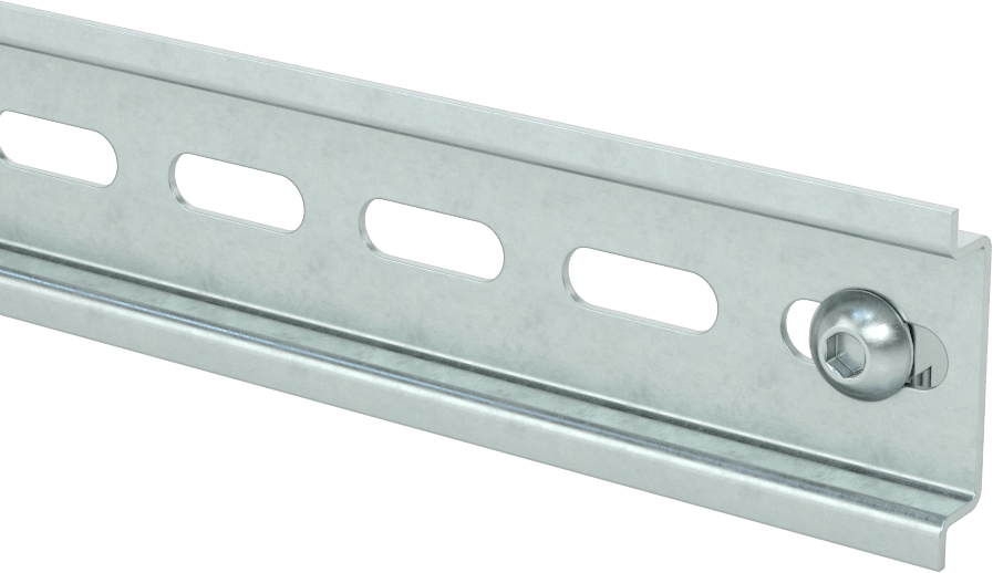 T-Yivli Çerçeveleme için DIN 3 Rayları, Çinko Kaplı Çelik, 1,5 inç ve 40 mm yüksekliğinde tek ray için, 1 m Uzunluk