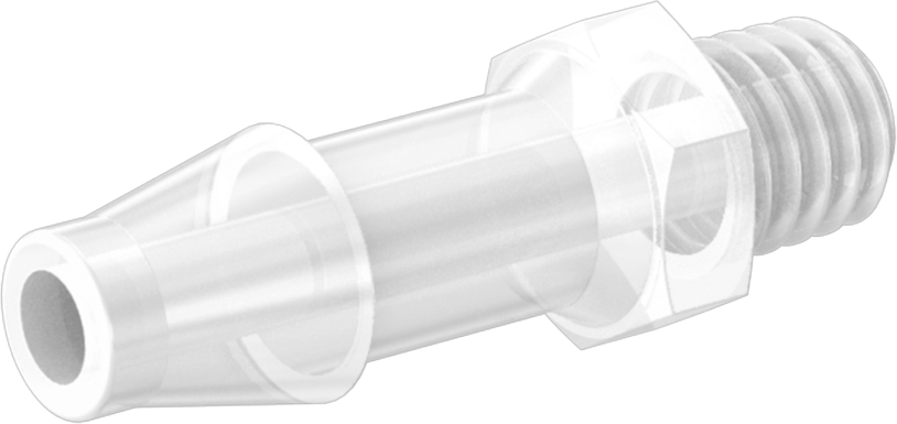 Gıda ve İçecek için Plastik Dikenli Boru Bağlantı Elemanı, Adaptör, 5/32" Boru İç Çapı x 10-32 Dişli Erkek Boru için