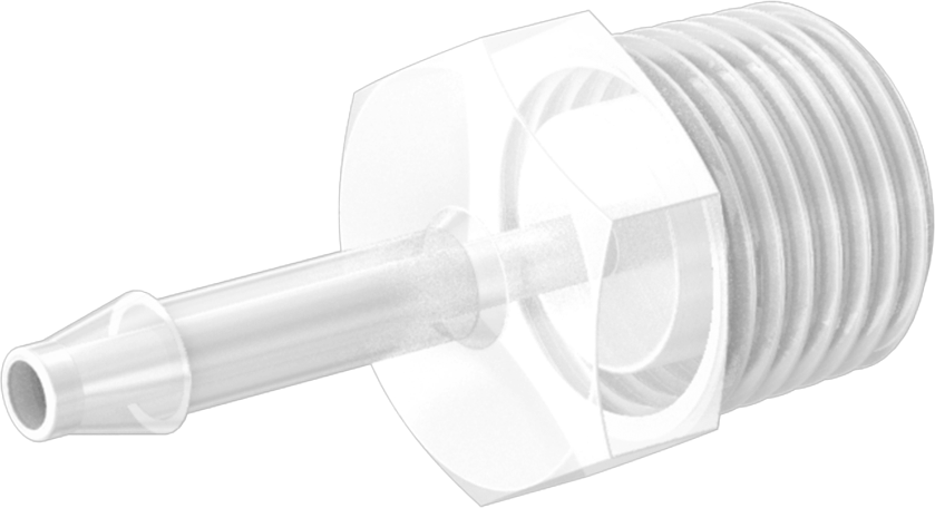 Gıda ve İçecek için Plastik Dikenli Boru Bağlantı Elemanı, Düz Adaptör, 3/32" Boru İç Çapı x 1/16 NPT Erkek için