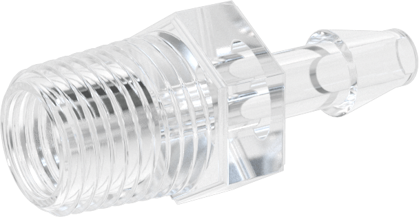 Hava ve Su için Plastik Dikenli Boru Bağlantı Elemanı, 5/32" Boru x 1/8 NPT Erkek için Easy-View Adaptör