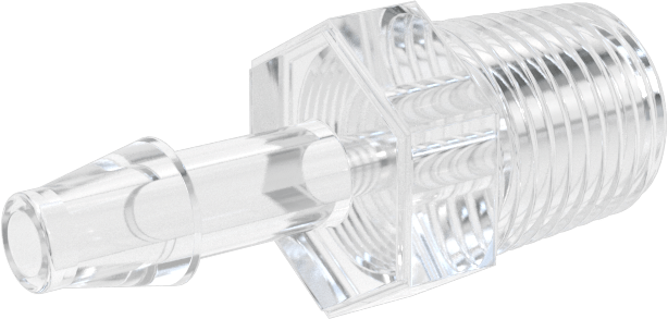 Hava ve Su için Plastik Dikenli Boru Bağlantı Elemanı, 5/32" Boru x 1/8 NPT Erkek için Easy-View Adaptör