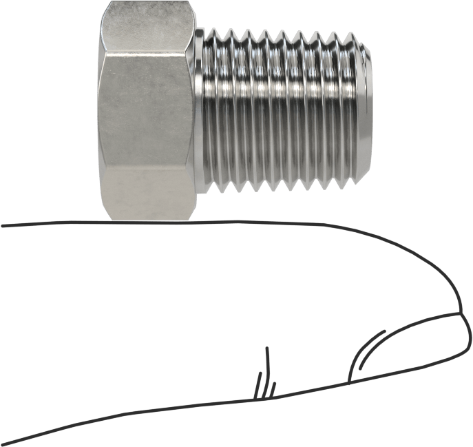 Aşırı Basınçlı 316 Paslanmaz Çelik Boru Bağlantı Elemanı, Burç Adaptörü, 1/4 NPTF Erkek x 1/8 NPTF Dişi