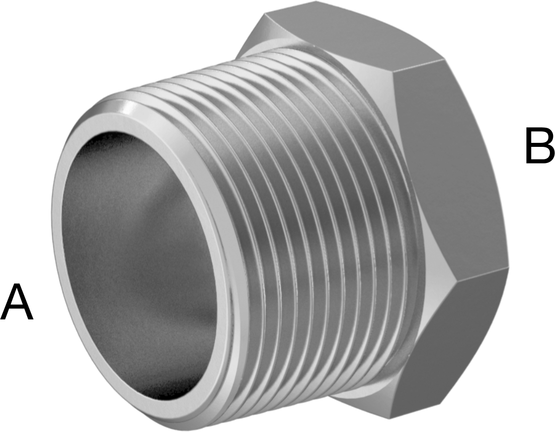 Aşırı Basınçlı 316 Paslanmaz Çelik Boru Bağlantı Elemanı, Burç Adaptörü, 1-1/4 NPT Erkek x 1/2 NPT Dişi
