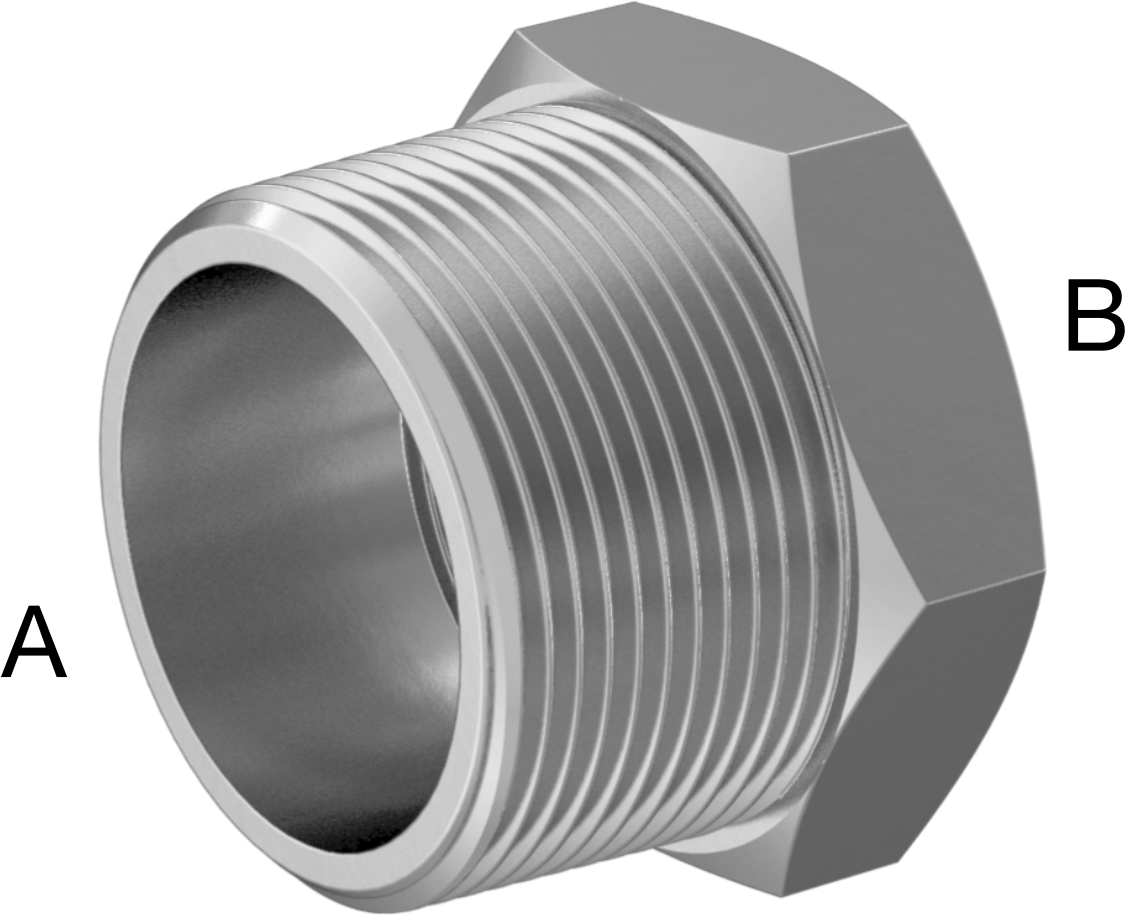 Aşırı Basınçlı 316 Paslanmaz Çelik Boru Bağlantı Elemanı, Burç Adaptörü, 1-1/2 NPT Erkek x 1-1/4 NPT Dişi