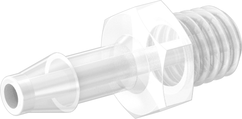 Kimyasallarla Kullanım için Dikenli Bağlantı Parçası, 3/32" Boru İç Çapı x 10-32 Dişli Erkek Boru için Adaptör