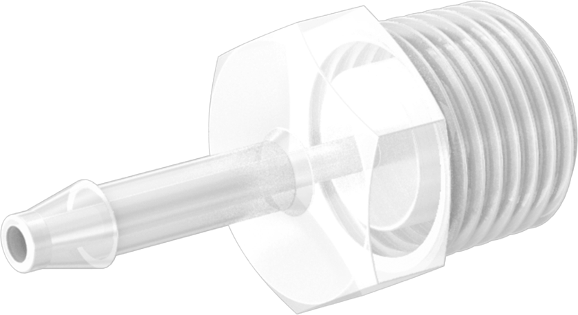 Kimyasallarla Kullanım için Dikenli Bağlantı Parçası, 3/32" Boru İç Çapı x 1/8 NPT Erkek için, 250°F Maksimum Sıcaklık