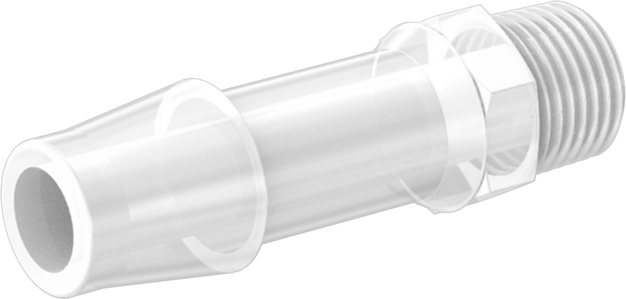 Kimyasallarla Kullanım için Dikenli Bağlantı Parçası, 3/8" Boru İç Çapı x 1/8 NPT Erkek, 250°F Maksimum Sıcaklık