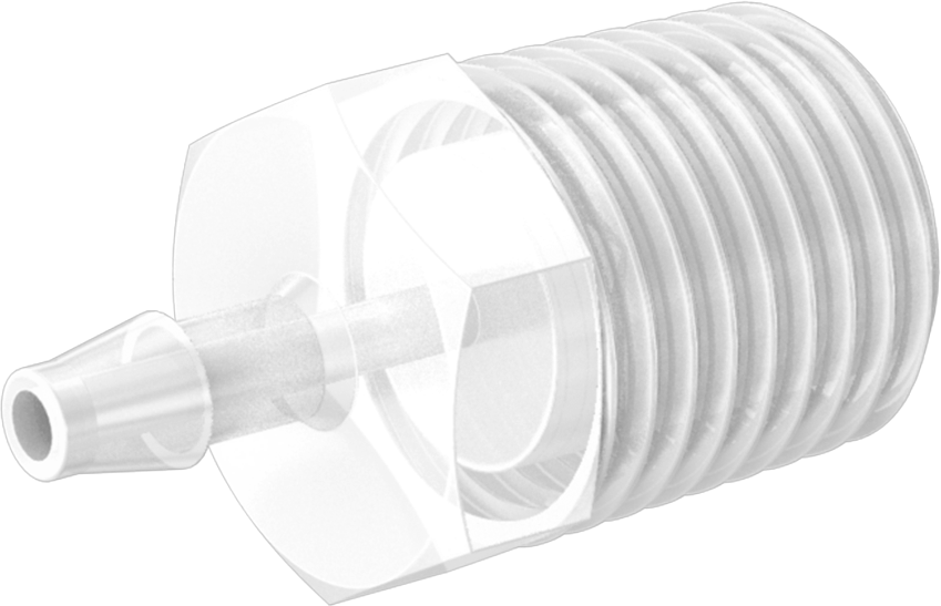 Kimyasallarla Kullanım için Dikenli Bağlantı Parçası, 1/8" Boru İç Çap x 1/4 NPT Erkek için, 250°F Maksimum Sıcaklık