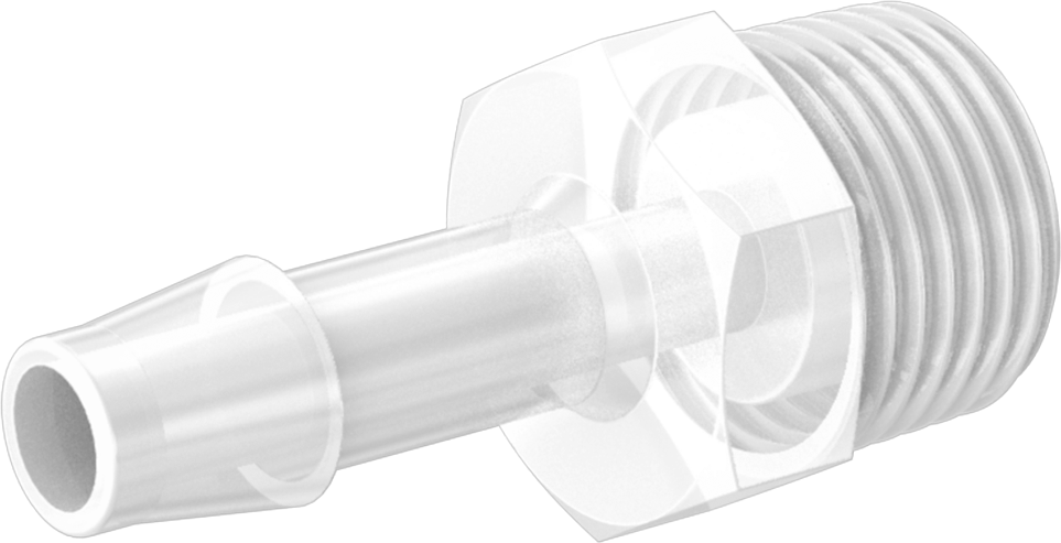 Kimyasallarla Kullanım için Dikenli Bağlantı Parçası, 3/8" Boru İç Çapı x 1/2 NPT Erkek, 250°F Maksimum Sıcaklık