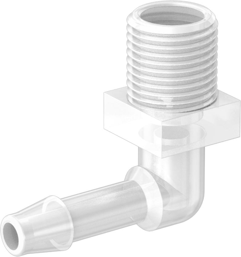 Kimyasallarla Kullanım için Dikenli Bağlantı Parçası, Dirsek adaptörü, 3/16" Boru İç Çapı x 1/8 NPT Erkek için