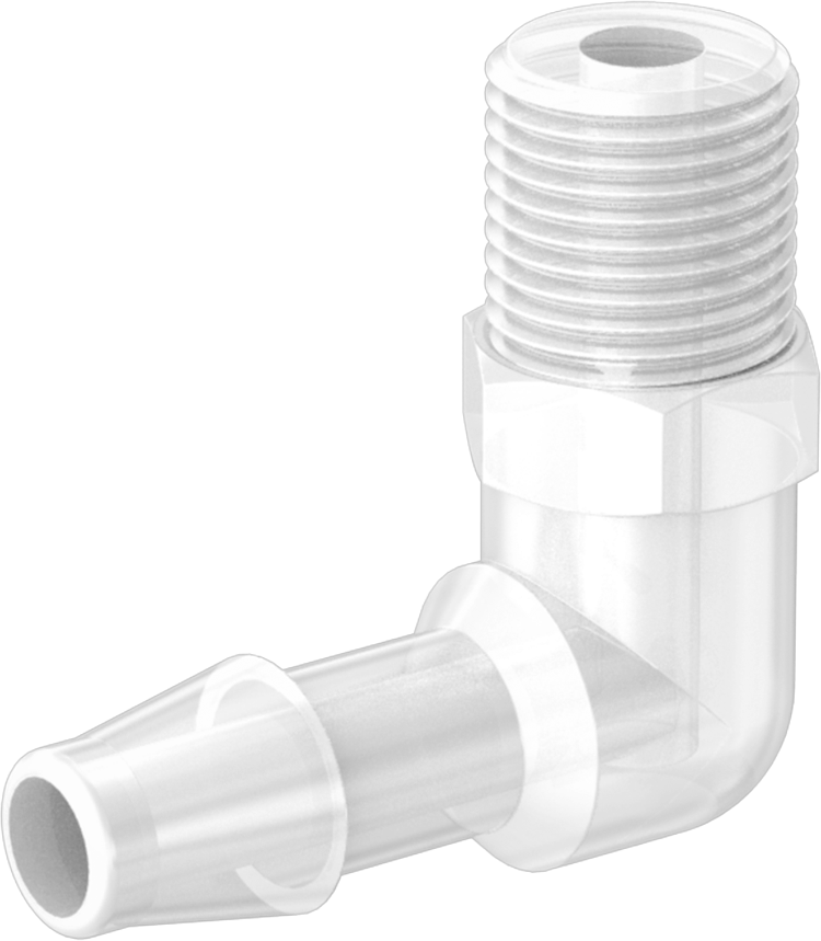 Kimyasallarla Kullanım için Dikenli Bağlantı Parçası, Dirsek adaptörü, 1/4" Boru İç Çapı x 1/8 NPT Erkek için