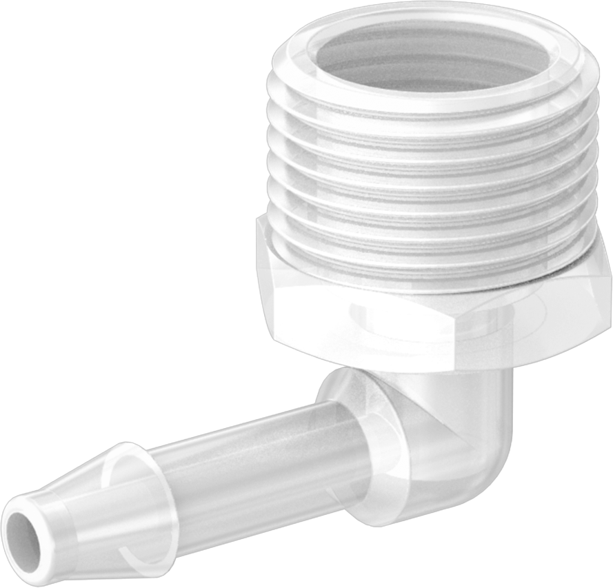 Kimyasallarla Kullanım için Dikenli Bağlantı Parçası, Dirsek adaptörü, 3/16" Boru İç Çapı x 3/8 NPT Erkek için