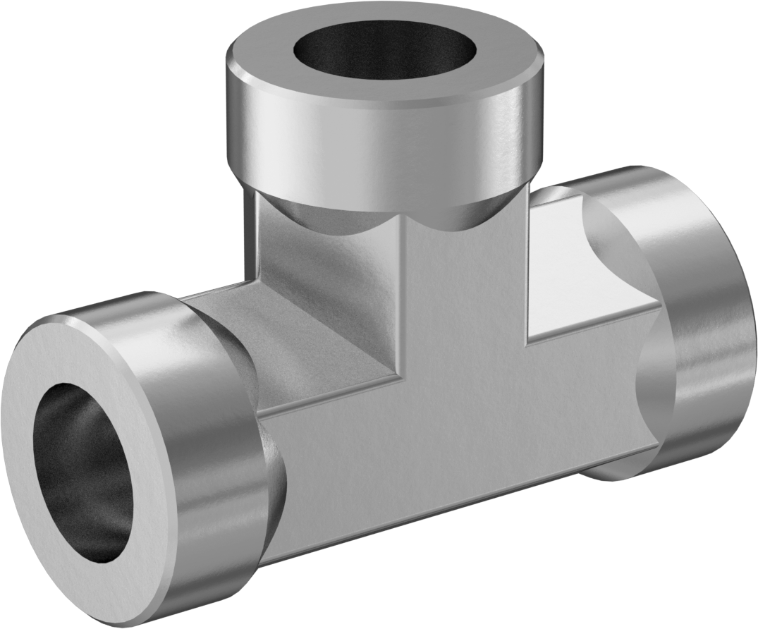 Paslanmaz Çelik Borular için Soket Bağlantılı Fitting, 1/2" Dış Çaplı Boru için T Konektörü, 4300 PSI @ 72°F