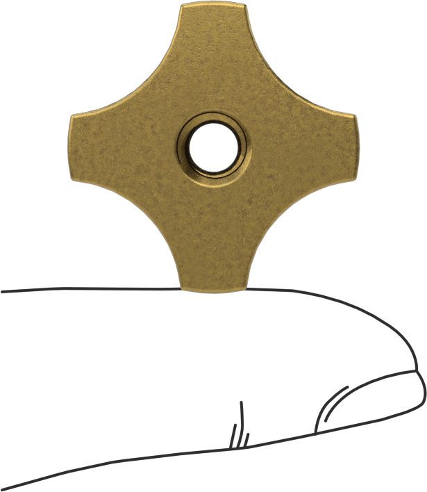 Pirinç Topuz, 1/4"-20 Dişli Delik, 4-Arm