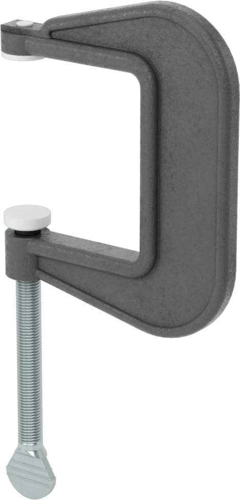 Yüzeyi Çizmeyen C-Kelepçe, Parmak Vidalı Tutamak, 0“ ila 2-1/2” Açıklık