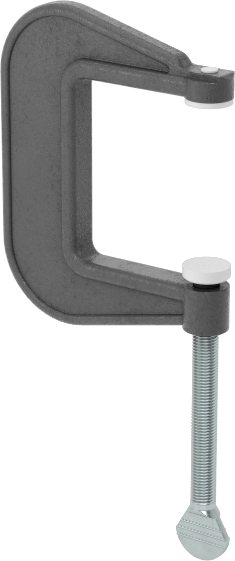 Yüzeyi Çizmeyen C-Kelepçe, Parmak Vidalı Tutamak, 0“ ila 2-1/2” Açıklık