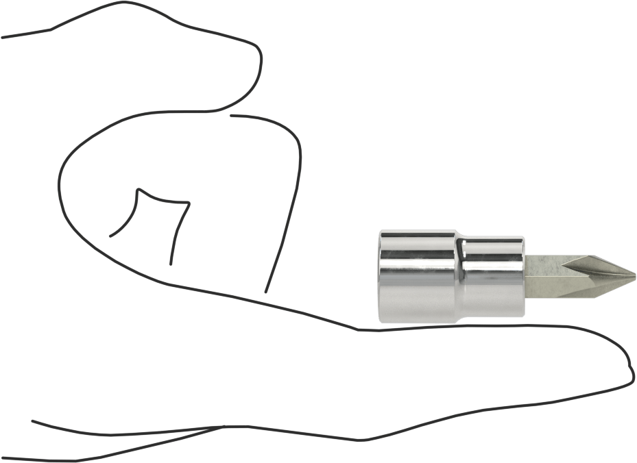 Phillips Uçlu Soket, 3/8" Kare Tahrik, 1 Numaralı Tahrik Boyutu
