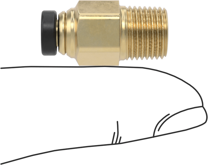 Yüksek Basınçlı D.O.T. Bas-Bağlan Tipi Bağlantı Elemanı, Düz Adaptör, 5/32" Boru Dış Çapı x 1/8 NPT Erkek