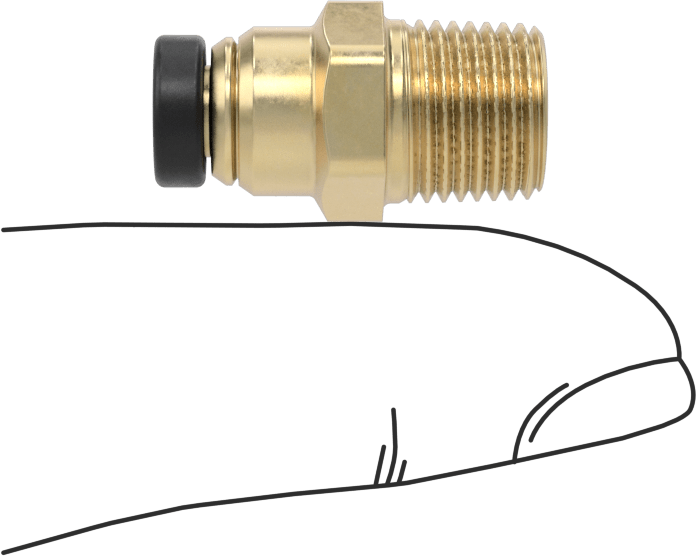 Yüksek Basınçlı D.O.T. Bas-Bağlan Tipi Bağlantı Elemanı, Düz Adaptör, 3/16" Boru Dış Çapı x 1/8 NPT Erkek için