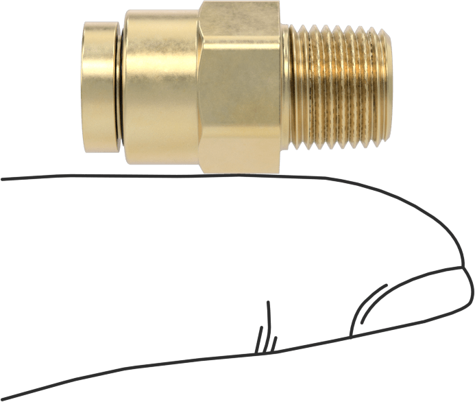 Yüksek Basınçlı D.O.T. Bas-Bağlan Tipi Bağlantı Elemanı, Düz Adaptör, 1/4" Boru Dış Çapı x 1/8 NPT Erkek için