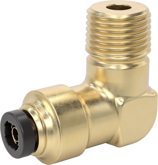Yüksek Basınçlı D.O.T. Bas-Bağlan Tipi Bağlantı Elemanı, 90 Derece Dirsek, 5/32" Boru Dış Çapı x 1/8 NPT Erkek