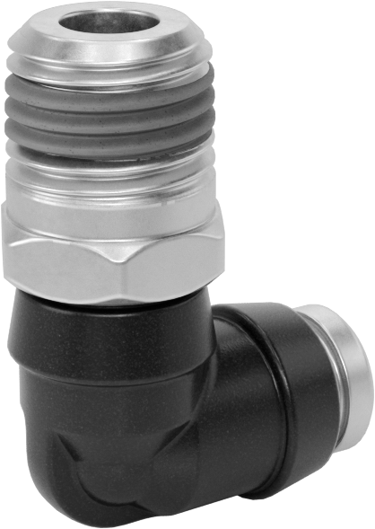 Yüksek Basınçlı D.O.T. Bas-Bağlan Tipi Bağlantı Elemanı, 90 Derece Döner Dirsek, 1/4" Boru Dış Çapı x 1/4 NPT Erkek için