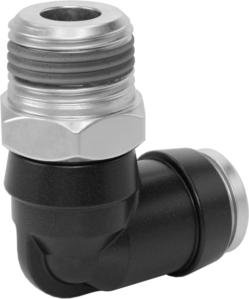 Yüksek Basınçlı D.O.T. Bas-Bağlan Tipi Bağlantı Elemanı, 90 Derece Döner Dirsek, 3/8" Boru Dış Çapı x 3/8 NPT Erkek için