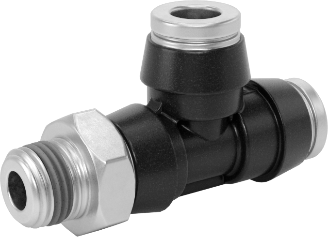 Yüksek Basınçlı D.O.T. Bas-Bağlan Tipi Bağlantı Elemanı, Dik Açı T, 1/4" Boru Dış Çapı x 1/8 NPT Erkek için