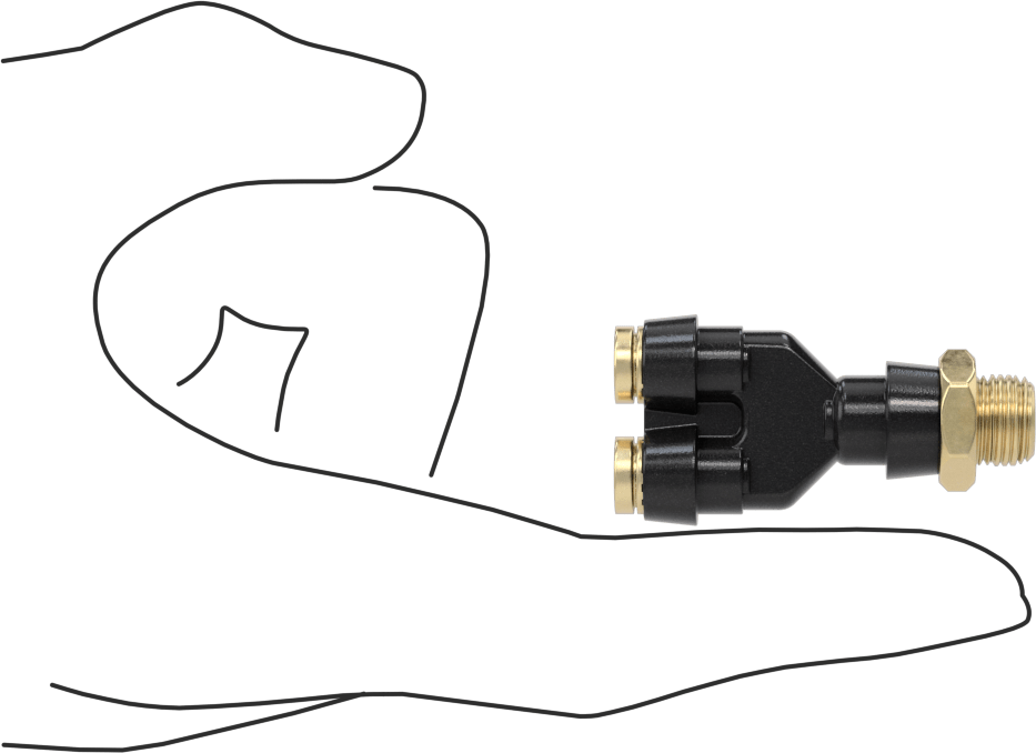Yüksek Basınçlı D.O.T. Bas-Bağlan Tipi Bağlantı Elemanı, Y-Adaptör, 1/4" Boru Dış Çapı x 1/8 NPT Erkek için
