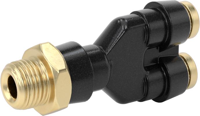 Yüksek Basınçlı D.O.T. Bas-Bağlan Tipi Bağlantı Elemanı, Y-Adaptör, 1/4" Boru Dış Çapı x 1/8 NPT Erkek için