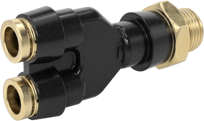 Yüksek Basınçlı D.O.T. Bas-Bağlan Tipi Bağlantı Elemanı, Y-Adaptör, 1/4" Boru Dış Çapı x 1/8 NPT Erkek için