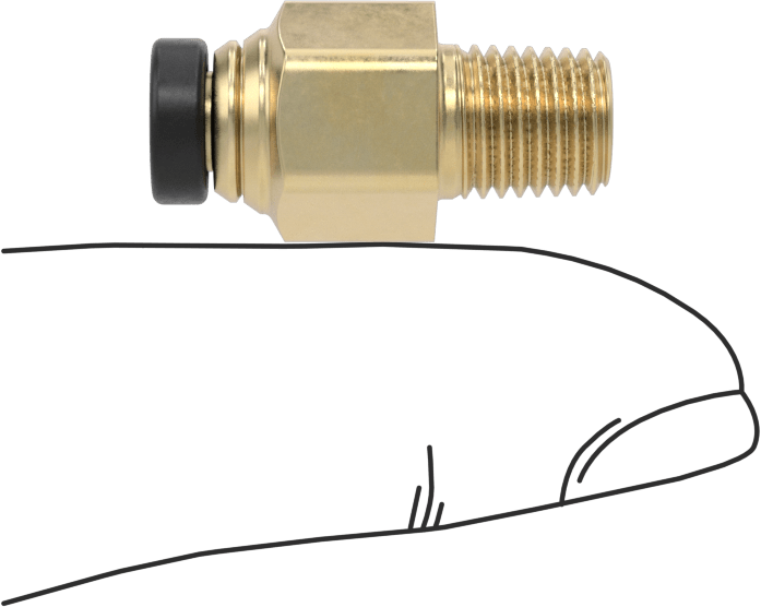 Yüksek Basınçlı D.O.T. Bas-Bağlan Tipi Bağlantı Elemanı, 5/32" Dış Çaplı Boru x 1/16 NPT Erkek Adaptör