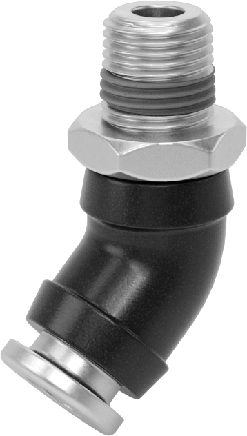 Yüksek Basınçlı D.O.T. Bas-Bağlan Tipi Bağlantı Elemanı, 45 Derece Dirsek, 1/4" Boru Dış Çapı x 1/8 NPT Erkek için