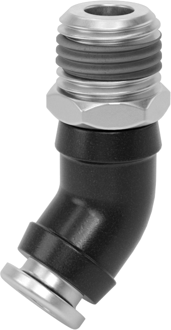 Yüksek Basınçlı D.O.T. Bas-Bağlan Tipi Bağlantı Elemanı, 45 Derece Dirsek, 1/4" Boru Dış Çapı x 1/4 NPT Erkek için