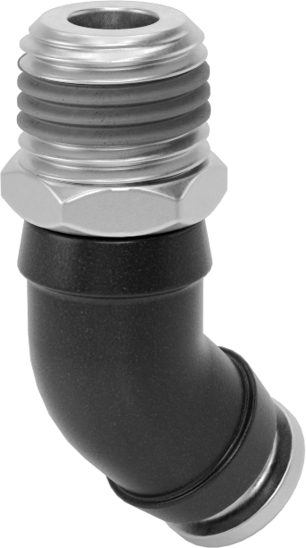 Yüksek Basınçlı D.O.T. Bas-Bağlan Tipi Bağlantı Elemanı, 45 Derece Dirsek, 1/4" Boru Dış Çapı x 1/4 NPT Erkek için