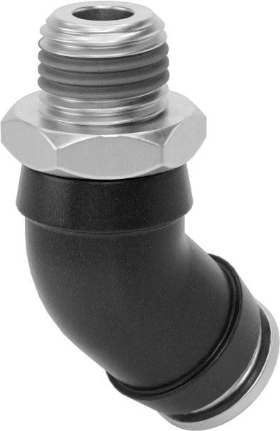 Yüksek Basınçlı D.O.T. Bas-Bağlan Tipi Bağlantı Elemanı, 45 Derece Dirsek, 3/8" Boru Dış Çapı x 1/4 NPT Erkek için