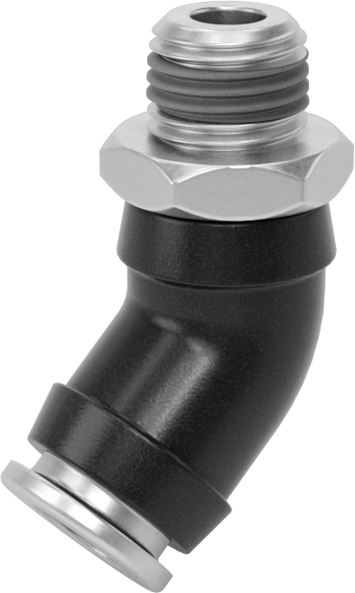 Yüksek Basınçlı D.O.T. Bas-Bağlan Tipi Bağlantı Elemanı, 45 Derece Dirsek, 3/8" Boru Dış Çapı x 1/4 NPT Erkek için